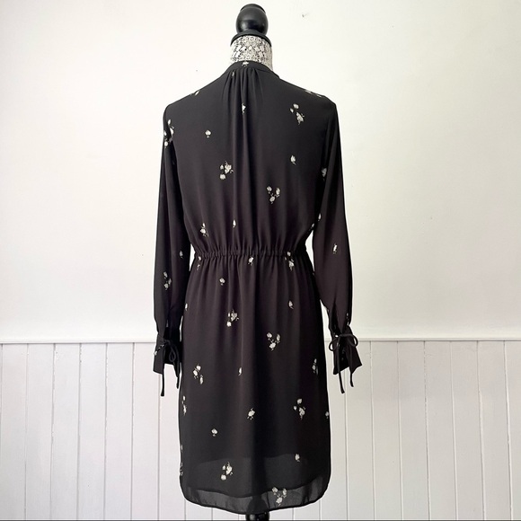 H&M Dark Gray Floral Long Sleeve Shift Dress Size XS - Picture 8 of 16